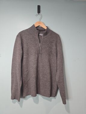 Smartwool Q-Zip Merino Wool Pullover Sweater Brown Base Layer Outdoor Size L